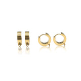 Huggie Hoop One-Touch Surgical Stainless Steel Earring Finding in Gold PVD Plating, Earrings with Ring, Retail & Wholesale (STER-0022-9MMG)
