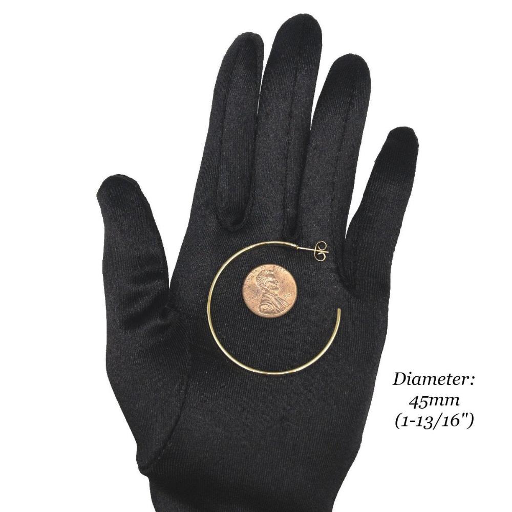 Gold Hoop Earrings in 18K Gold PVD Plating, Flat Hoop Earrings, Hand Polished Surgical Stainless Steel in Shiny Gold Finish (STER-0026G) - UniqueBeadsNY