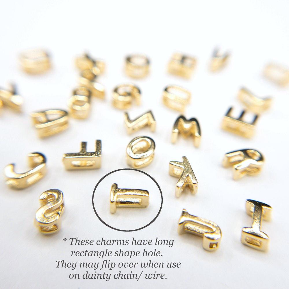 Alphabet Charms, 925 Sterling Silver Alphabet Beads, Initial letter Beads for Jewelry Making, Small Letter Pendants for bracelet (P007-S) - UniqueBeadsNY