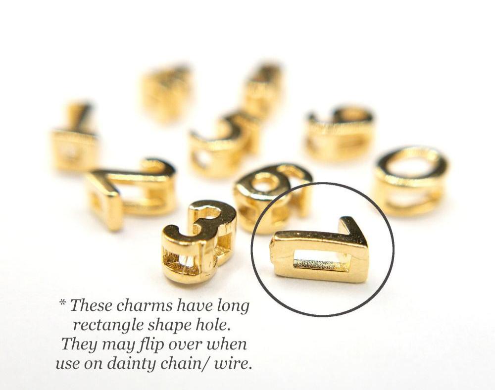 Number Charms, Tiny 925 Silvers Number Slide Beads for Jewelry Making, Small Number Pendants, Number Beads for Bracelets (P008-S) - UniqueBeadsNY