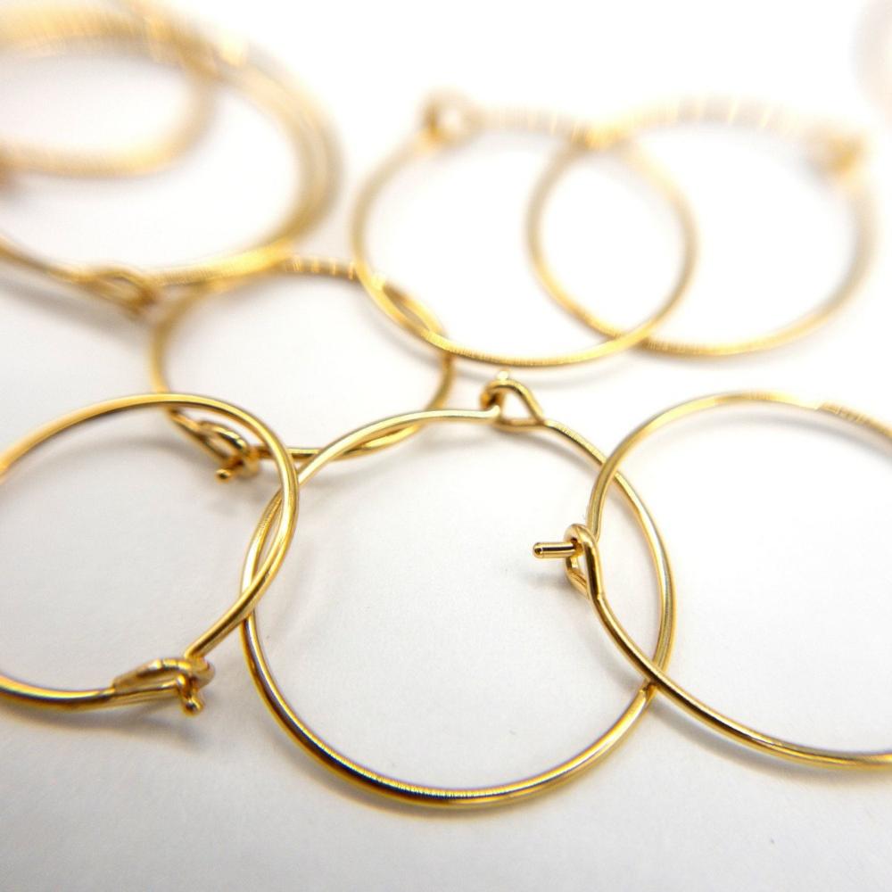 Wire Hoop 316L Surgical Stainless Steel Hoop Earrings in 18K Gold PVD Plating, Polished Tip, 0.8mm Wire Earring Findings (STER-0027G) - UniqueBeadsNY