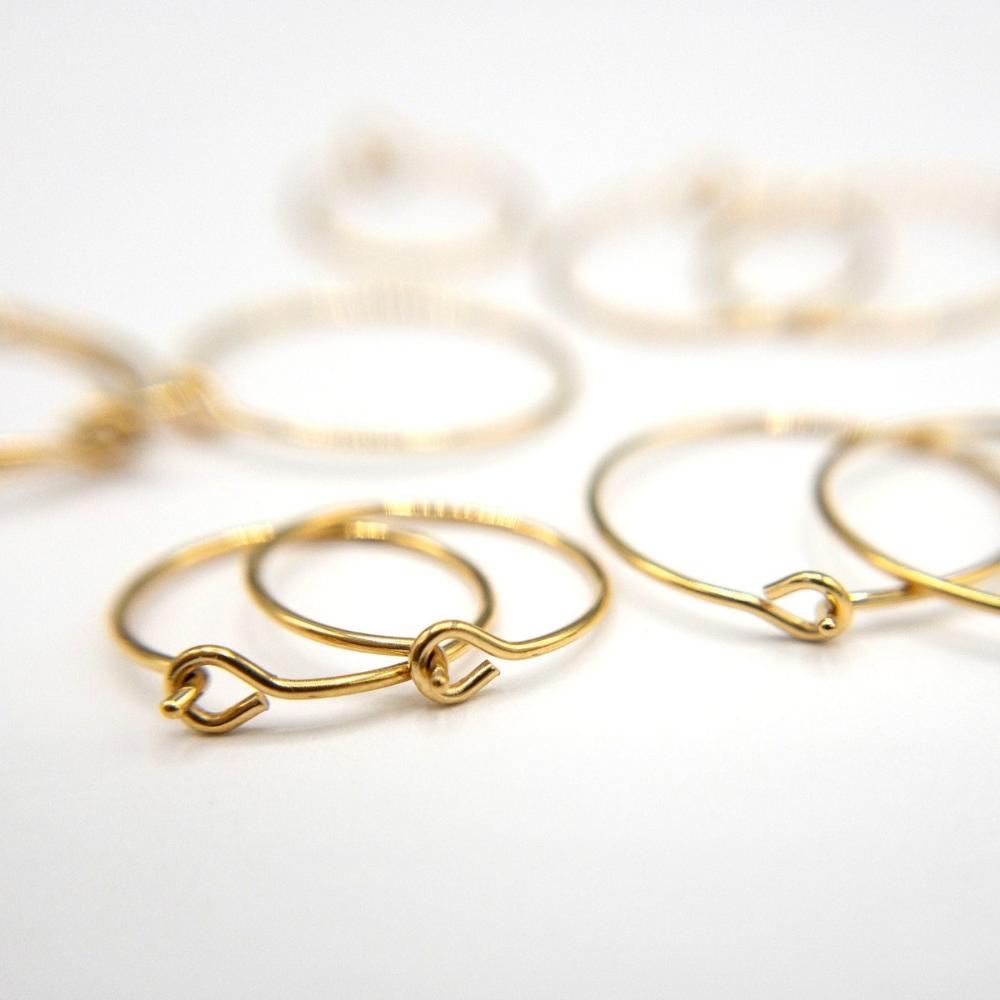 Wire Hoop 316L Surgical Stainless Steel Hoop Earrings in 18K Gold PVD Plating, Polished Tip, 0.8mm Wire Earring Findings (STER-0027G) - UniqueBeadsNY