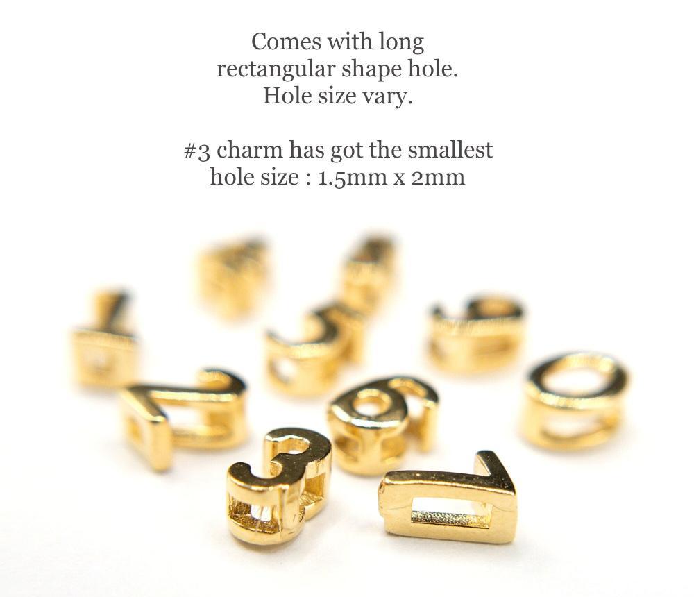 Number Charms, Tiny 925 Silvers Number Slide Beads for Jewelry Making, Small Number Pendants, Number Beads for Bracelets (P008-S) - UniqueBeadsNY