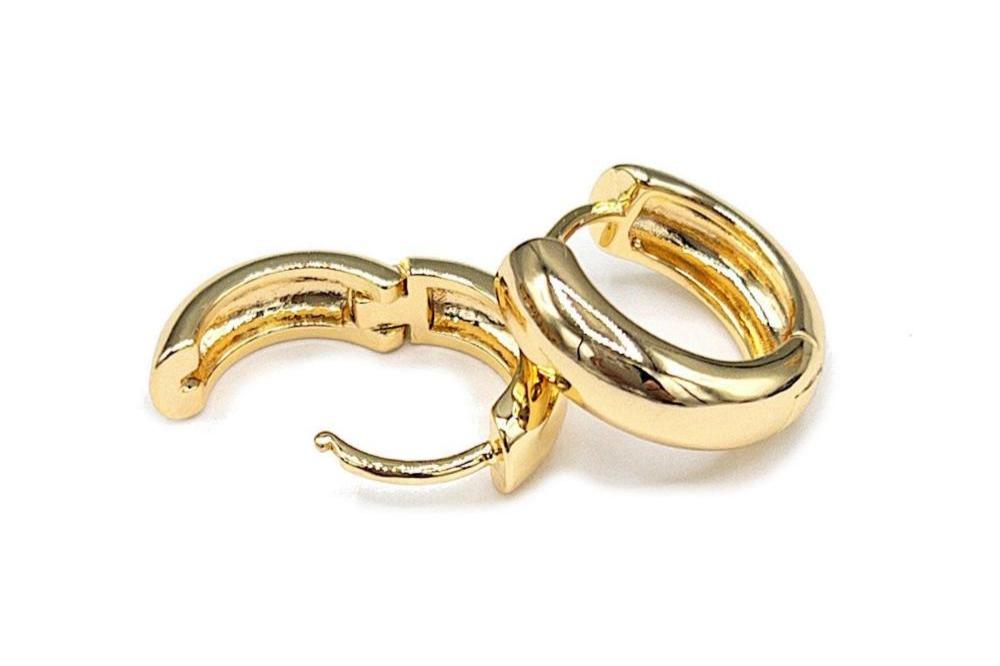 Chunky Huggie Hoop Earrings in 18K Gold Plating, Comfortable Sleep-in Earring, Clicker Hoops Nickle Lead Free & Hypoallergenic (BRER0031) - UniqueBeadsNY