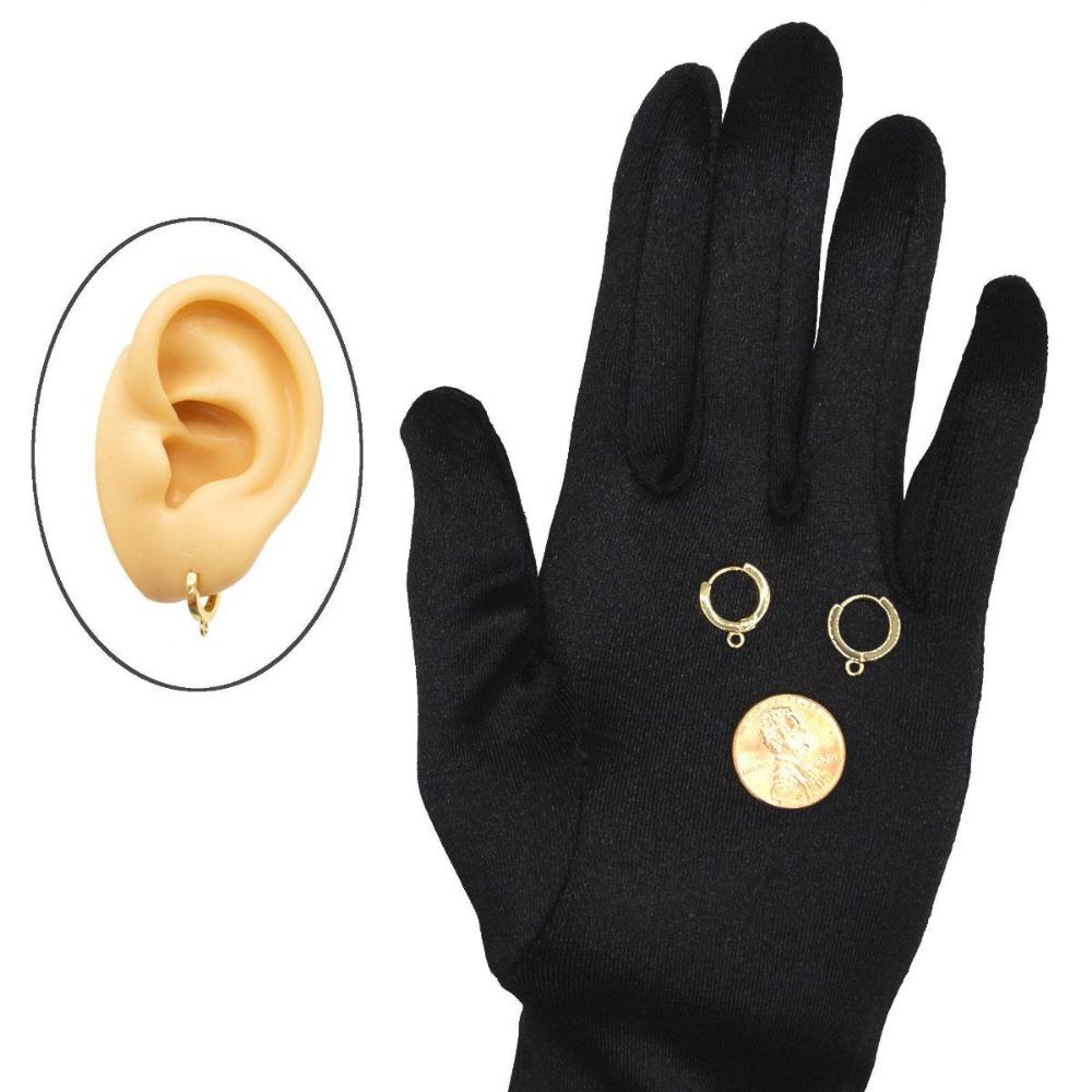 Small Huggie Hoop One-Touch Hoop Earring Findings in 18K Gold Plating, Earring Hoop with Ring, Nickle Lead Free & Hypoallergenic (BRER0033G) - UniqueBeadsNY