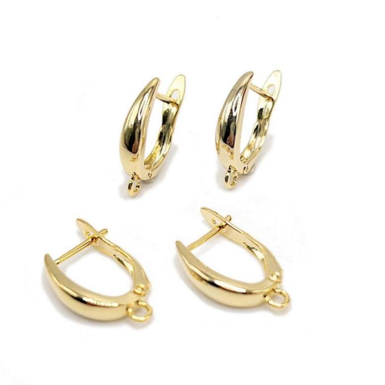 Teardrop Style Earring Finding in 18K Gold Plating, Brass Latch-Back One-Touch Earrings, Nickel Free, Retail & Wholesale (BENFER005G) - UniqueBeadsNY