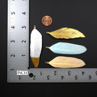 Feather Jewelry Pendants in Black with Gold Dipped Tip and Metal Connector Cap for Jewelry and Crafting, 2 PCs, CLEARANCE (FD001-BK)