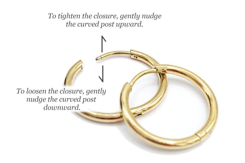 Huggie Hoops One-Touch Surgical Stainless Steel Earring Finding in Gold PVD Plating