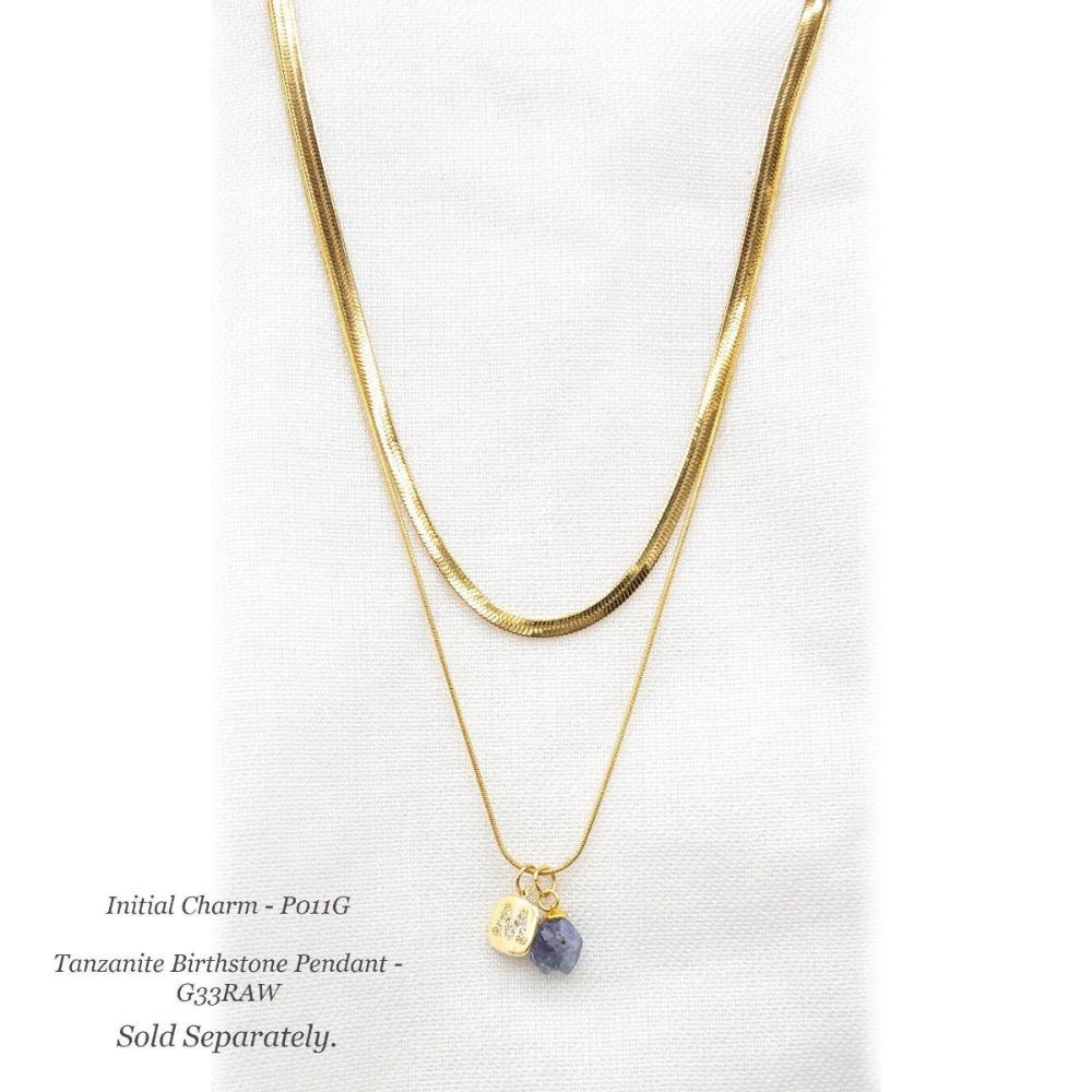 Double-Layered Chain Necklace, Multi Strand Necklace, Stainless Steel Herringbone Necklace in PVD 18K Gold Plating, Adjustable (CNST003) - UniqueBeadsNY