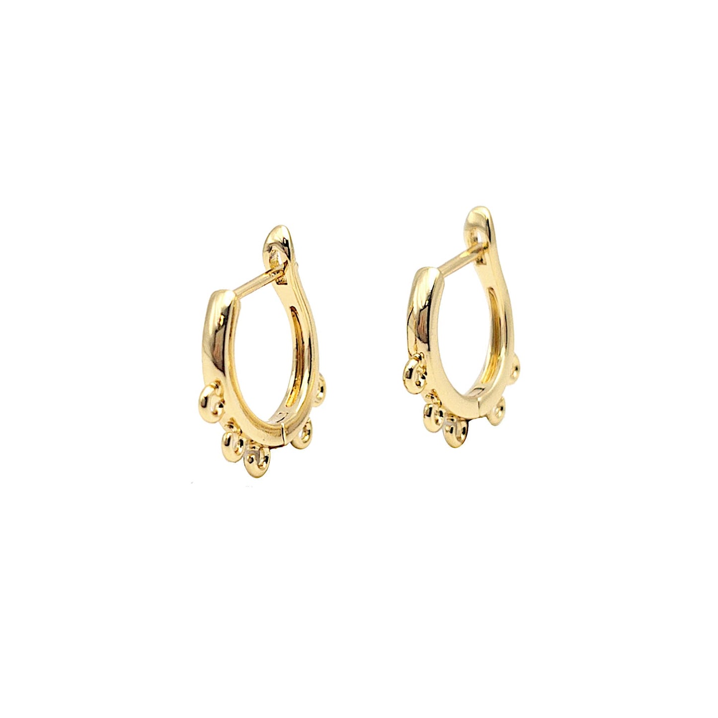 Round Latch-Back Earring Finding in 18K Gold Plating, One-Touch Hoop Earring with Multi-Loop, Nickel Free, Retail & Wholesale (BENFER008G) - UniqueBeadsNY