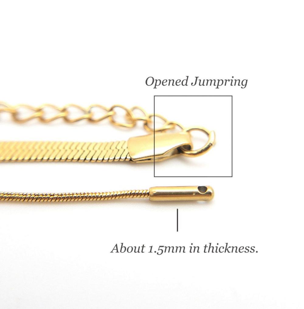 Double-Layered Chain Necklace, Multi Strand Necklace, Stainless Steel Herringbone Necklace in PVD 18K Gold Plating, Adjustable (CNST003) - UniqueBeadsNY