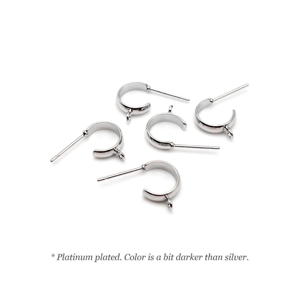 Small Half-Hoop Earring Findings in 18K Gold Plating with Attachment Ring, Nickel Lead Free & Hypoallergenic Earring Component (BRER0024) - UniqueBeadsNY