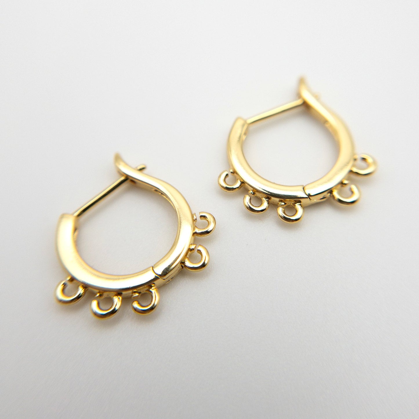 Round Latch-Back Earring Finding in 18K Gold Plating, One-Touch Hoop Earring with Multi-Loop, Nickel Free, Retail & Wholesale (BENFER008G) - UniqueBeadsNY