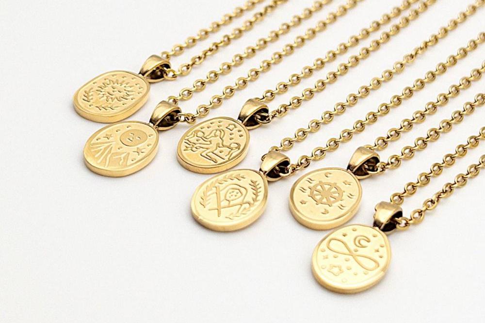 Tarot Card Necklace, Gold Tarot Jewelry, Meaningful Pendant, 304 Stainless Steel in Gold PVD Plating, Adjustable with 2" Extender (CNST007G) - UniqueBeadsNY