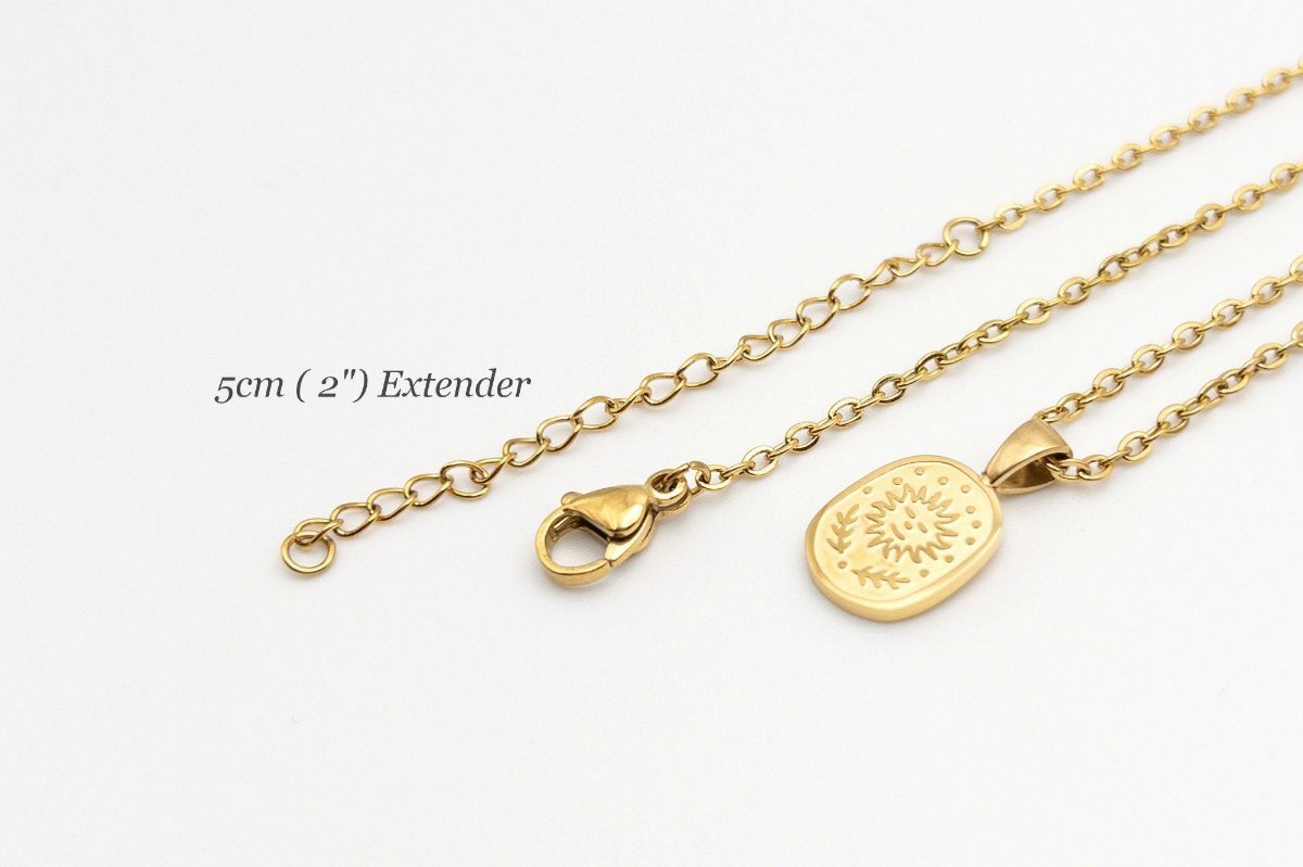 Tarot Card Necklace, Gold Tarot Jewelry, Meaningful Pendant, 304 Stainless Steel in Gold PVD Plating, Adjustable with 2" Extender (CNST007G) - UniqueBeadsNY