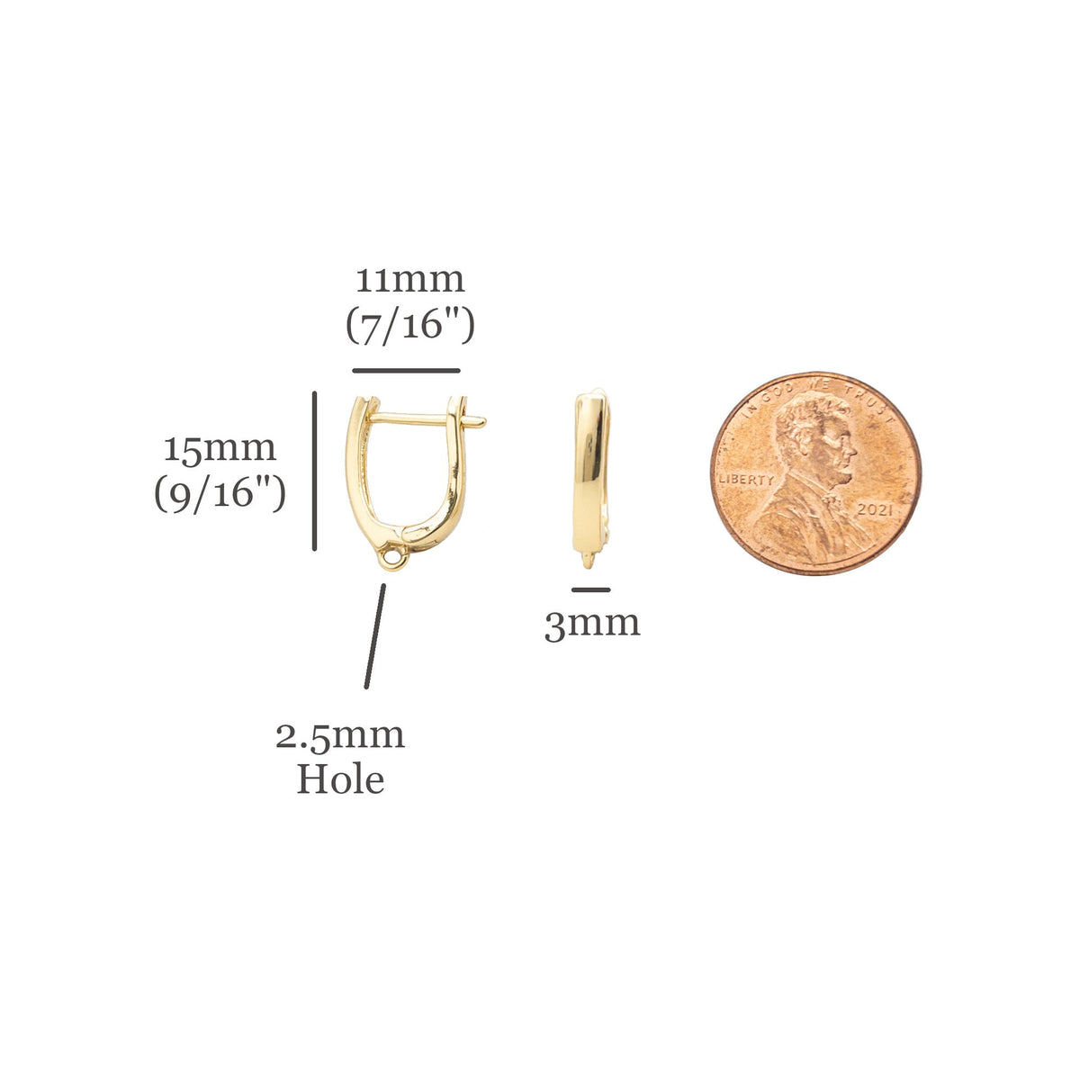 8mm flat pad leverback earring hooks, brass plated, pick your amount, C34