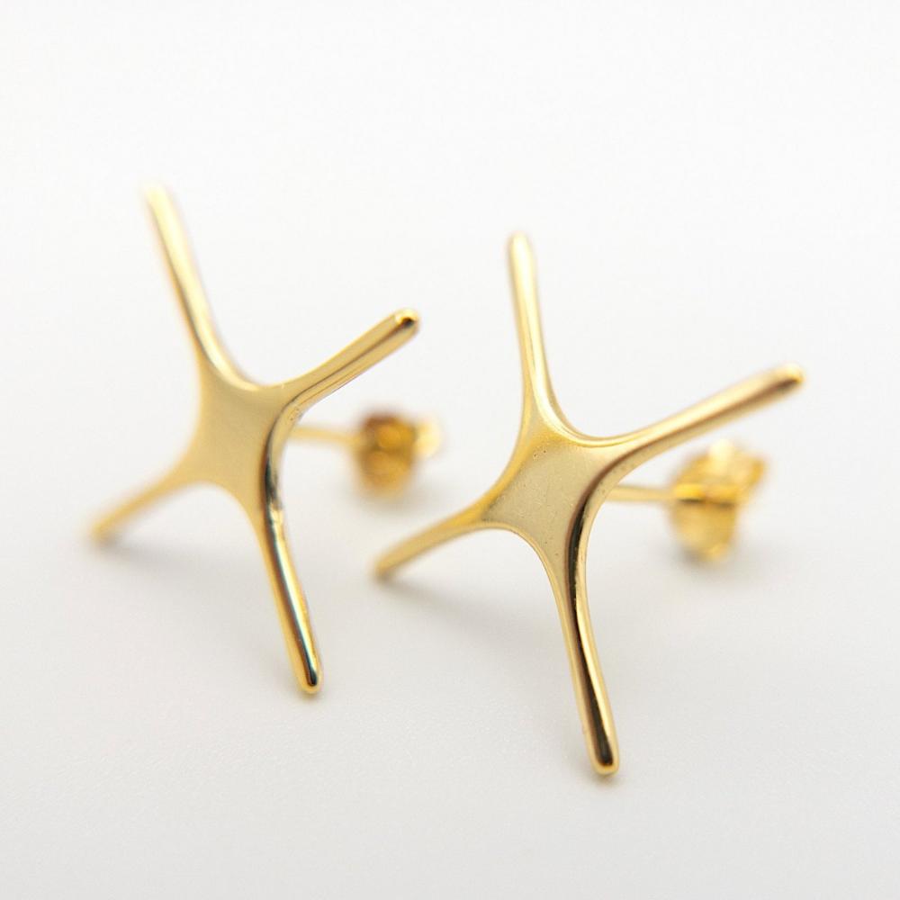 Stud Earrings Setting Blank in Cast 925 Silver, 4 Prong Claw Earring Setting for Raw Irregular Gemstones, Silver/ 18K Gold Plated (PS001) - UniqueBeadsNY