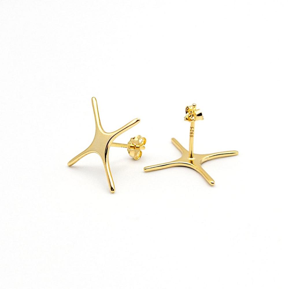 Stud Earrings Setting Blank in Cast 925 Silver, 4 Prong Claw Earring Setting for Raw Irregular Gemstones, Silver/ 18K Gold Plated (PS001) - UniqueBeadsNY
