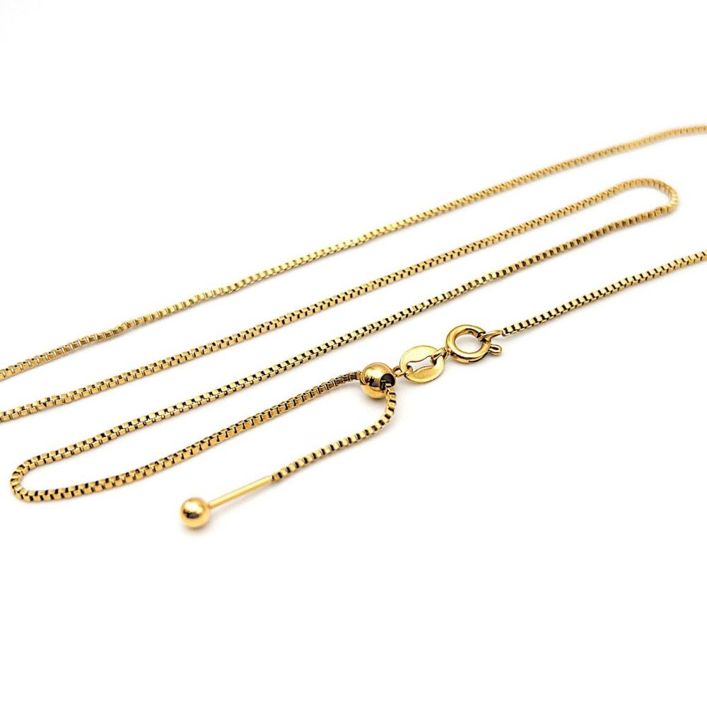 Minimalist Stainless Steel BOX CHAIN Necklace in 18K Gold, 1mm Threader Ready to Wear Adjustable Necklace, Add a Bead Venetian Necklace - UniqueBeadsNY