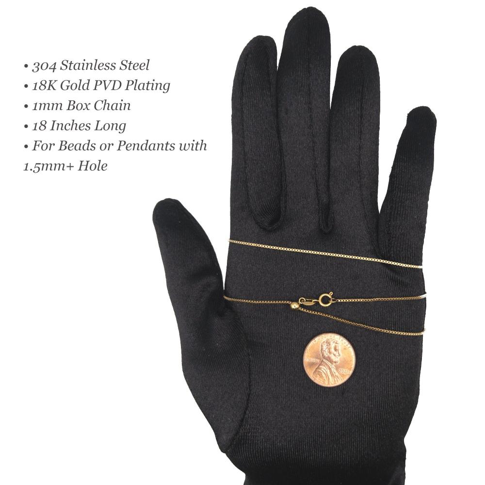 Minimalist Stainless Steel BOX CHAIN Necklace in 18K Gold, 1mm Threader Ready to Wear Adjustable Necklace, Add a Bead Venetian Necklace - UniqueBeadsNY