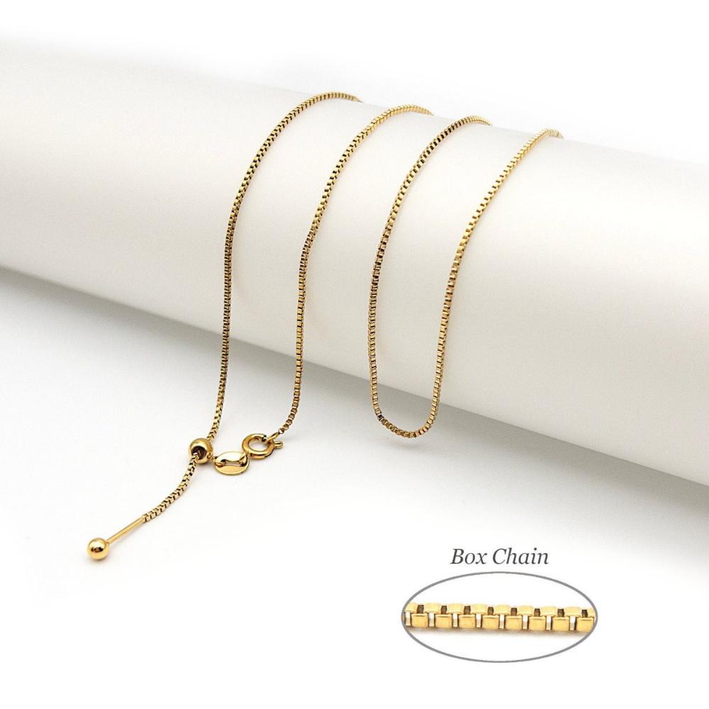 Minimalist Stainless Steel BOX CHAIN Necklace in 18K Gold, 1mm Threader Ready to Wear Adjustable Necklace, Add a Bead Venetian Necklace - UniqueBeadsNY