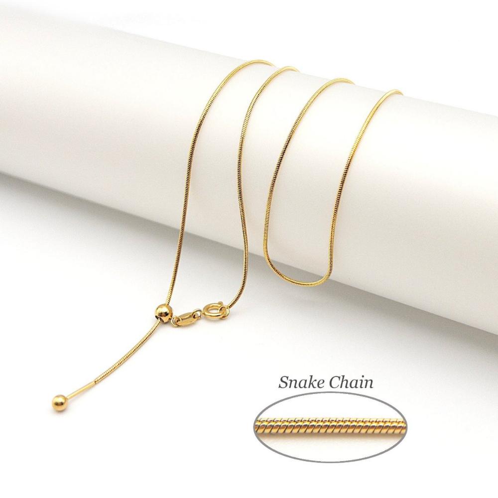 Minimalist Stainless Steel SNAKE CHAIN Necklace in 18K Gold, 1mm Threader Ready to Wear Adjustable Necklace, Add a Bead Venetian Necklace - UniqueBeadsNY