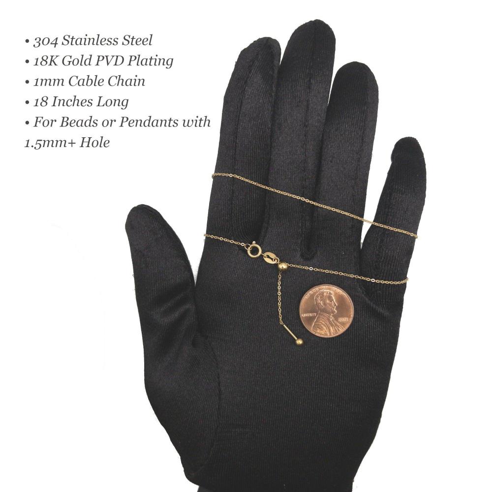 Essential Stainless Steel CABLE CHAIN Necklace in 18K Gold, 1mm Threader Ready to Wear Adjustable Necklace, Add a Stone Venetian Necklace - UniqueBeadsNY