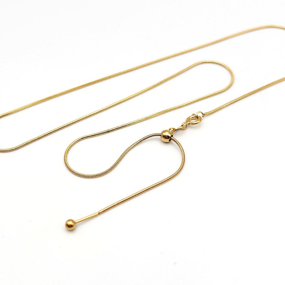 Minimalist Stainless Steel SNAKE CHAIN Necklace in 18K Gold, 1mm Threader Ready to Wear Adjustable Necklace, Add a Bead Venetian Necklace - UniqueBeadsNY