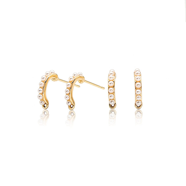Pearl Stud Earring Findings, C Shaped Earring Posts in 18K Gold Plating with Loop, Nickel Lead Free, Imitation Pearl Earrings DIY Jewelry