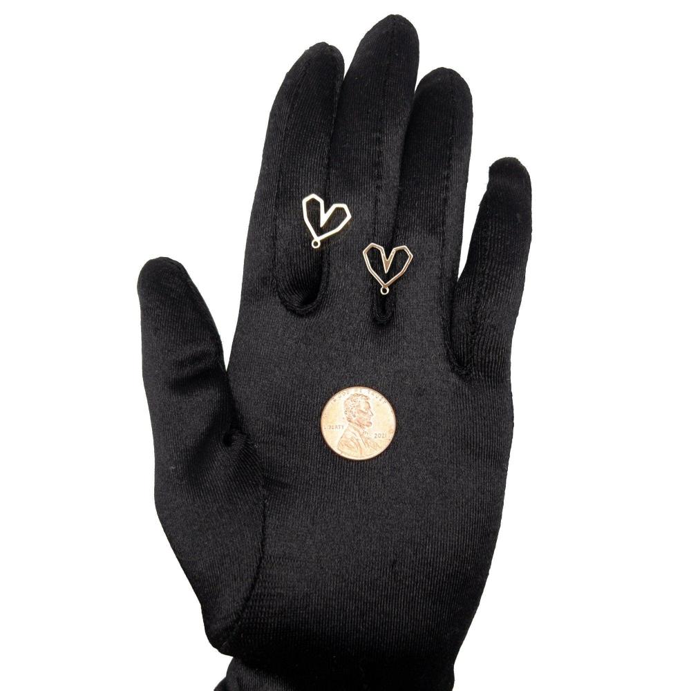 Geometric Hollow Heart Stud Earring with Loop, Small Heart Earring Findings, Lead & Nickel Free with 14K Gold Plating, Wholesale Welcome - UniqueBeadsNY