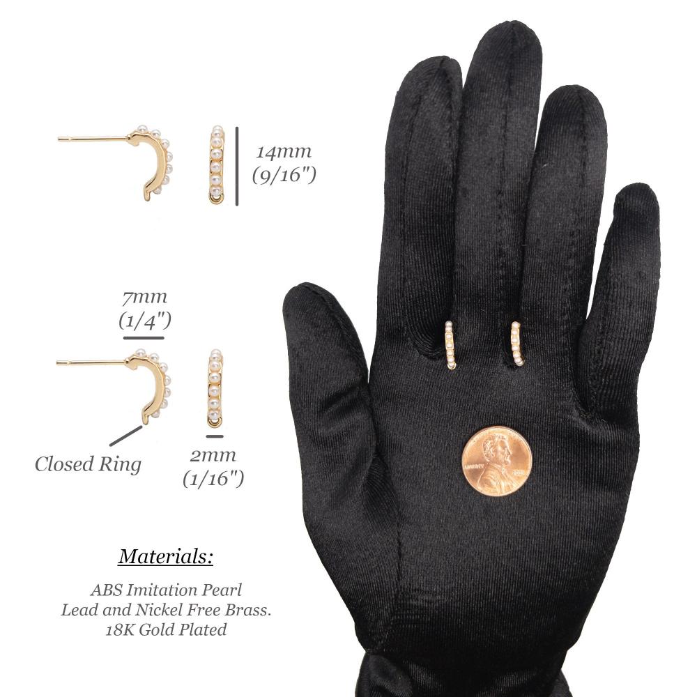 Pearl Stud Earring Findings, C Shaped Earring Posts in 18K Gold Plating with Loop, Nickel Lead Free, Imitation Pearl Earrings DIY Jewelry - UniqueBeadsNY