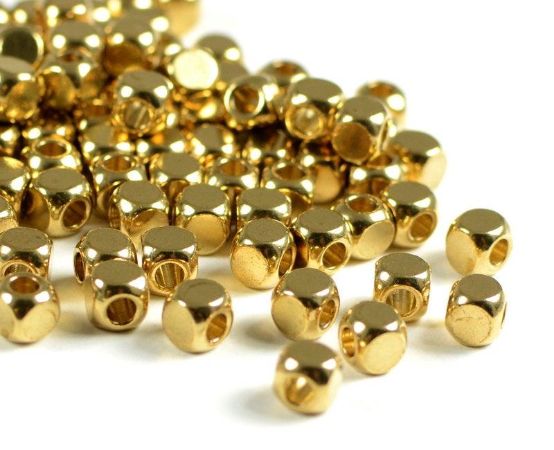 Large Hole Beads in Raw Brass, 1 Mm, 2 Mm, 2.5 Mm, 3 Mm, 4 Mm, 5