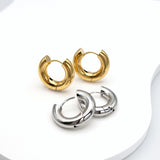 Chunky Huggie Hoop One-Touch Surgical Stainless Steel Earrings, PVD Plating Gold Hoop Earrings, Sleeper Earrings, Hypoallergenic (STER0028G)