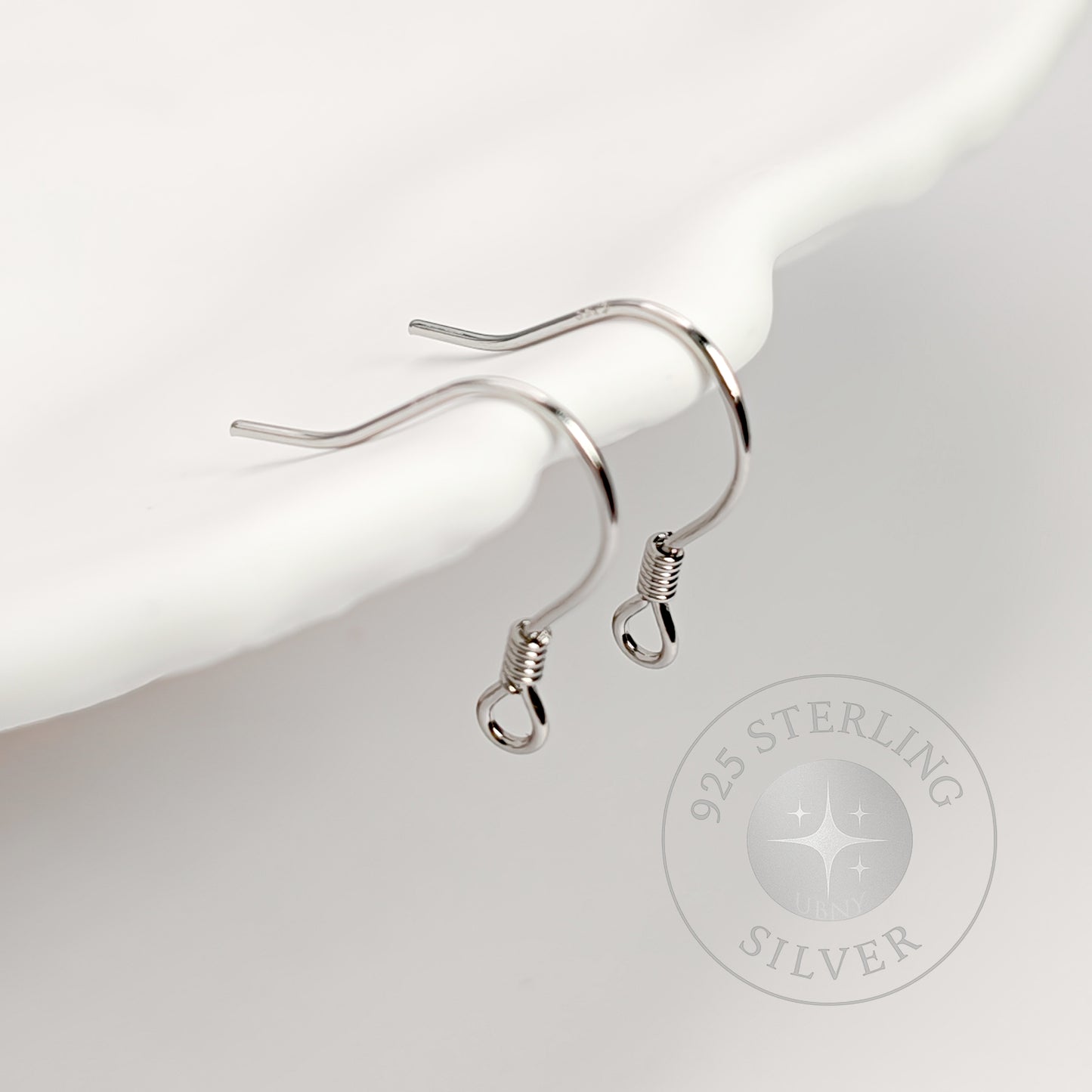 Silver Earring Hook Findings, 10PCs+ Hypoallergenic 925 Sterling Silver French Earring Wire, Fish Hook Ear Wires with Coil and Loop