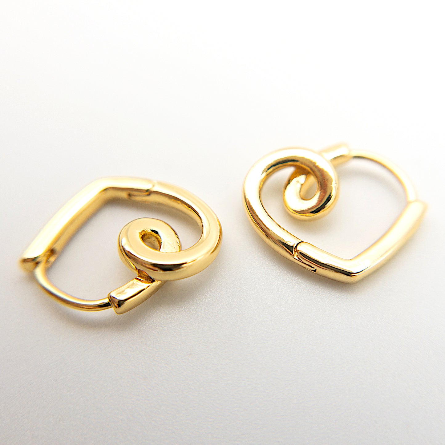 Spiral Heart Earrings 10 Pieces in Durable 18K Gold Plated, Lead and Nickle Free, Modern Twisted Heart Hoop Earrings for Girl Women, US Seller