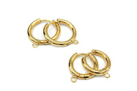 Huggie Hoops One-Touch Surgical Stainless Steel Earring Finding in Gold PVD Plating, Earring Hoop with Ring, Retail & Wholesale (STER-0015G)