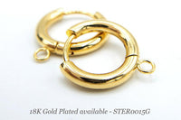 Huggie Hoops One-Touch Surgical Stainless Steel Earring Finding in Gold PVD Plating, Earring Hoop with Ring, Retail & Wholesale (STER-0015G)