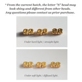 Alphabet Beads, 4.5mm Gold Letter Cube Beads, Tiny Initial Beads for Jewelry Making, Small Letter Charms, Matte Gold Plated  (P010-G)