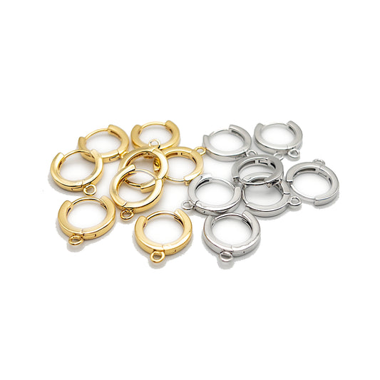 Small Huggie Hoop Earring Findings in 18K Gold Plating, Earring Hoop with Loop, Nickle Free, Lead Free, Hypoallergenic WHOLESALE Jewelry Findings