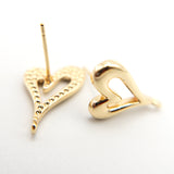 Heart Stud Earring Findings with Loop for Jewelry Making, Lead and Nickel Free with 14K Gold Plated, Wholesale Earring Findings, 10 Pieces