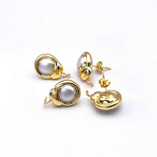 Freshwater Pearl Earring Post Finding with Loop for Making Drop & Dangle Earrings, Lead/ Nickel Free 18K Gold Plating FINAL SALE by Pair