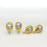 Pearl Earring Post Finding in Teardrop Shape with Loop For Drop & Dangle Earrings, 18K Gold Plated with Ear Nut, Nickel and Lead-Free Brass
