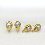 Pearl Earring Post Finding in Teardrop Shape with Loop For Drop & Dangle Earrings, 18K Gold Plated with Ear Nut, Nickel and Lead-Free Brass - UniqueBeadsNY