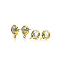 Pearl Stud Earring Findings with Loop, Cultured Pearl Earrings for Making Drop & Dangle Earrings, 18K Gold Plated with Nickel and Lead-Free - UniqueBeadsNY
