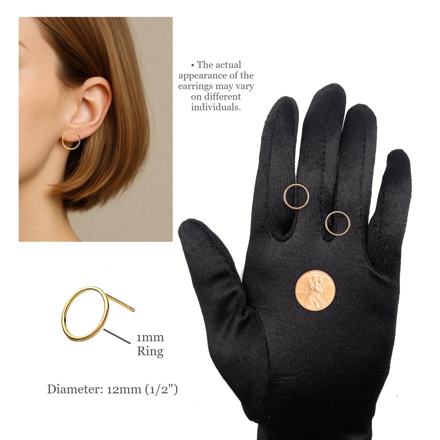 Round Earring Posts, 10 PCs Open Circle Stud Earrings, Earring Findings Wholesale, Minimalist Earrings, DIY Jewelry, Nickel Free, US Seller