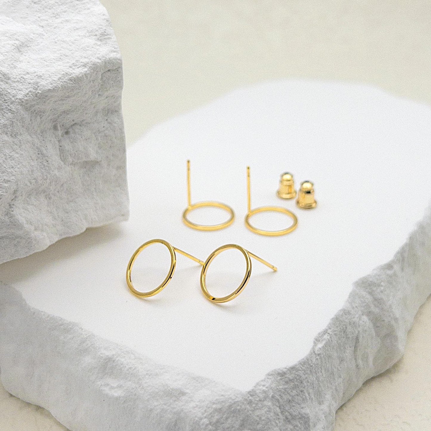 Round Earring Posts, 10 PCs Open Circle Stud Earrings, Earring Findings Wholesale, Minimalist Earrings, DIY Jewelry, Nickel Free, US Seller