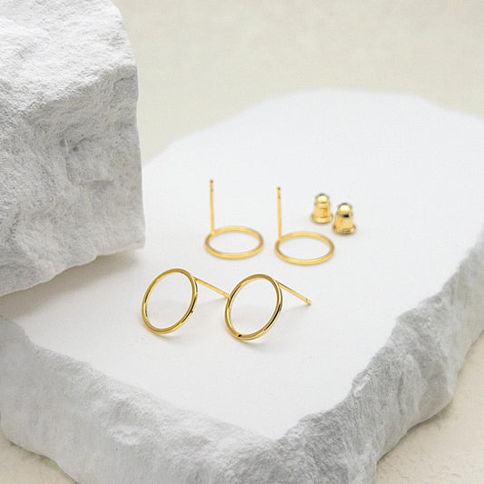 Round Earring Posts, 10 PCs Open Circle Stud Earrings, Earring Findings Wholesale, Minimalist Earrings, DIY Jewelry, Nickel Free, US Seller