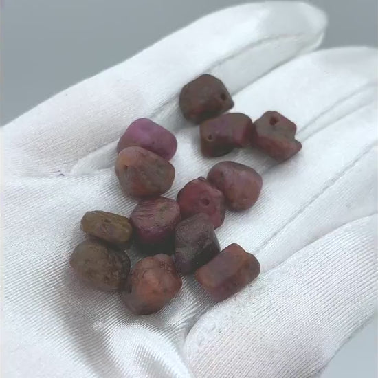 Raw RUBY Gemstone, Dainty JULY Birthstone, 1mm Hole Center Drill, Root Chakra Healing Crystal, Loose Gemstone Retail & Wholesale (G07RAW)