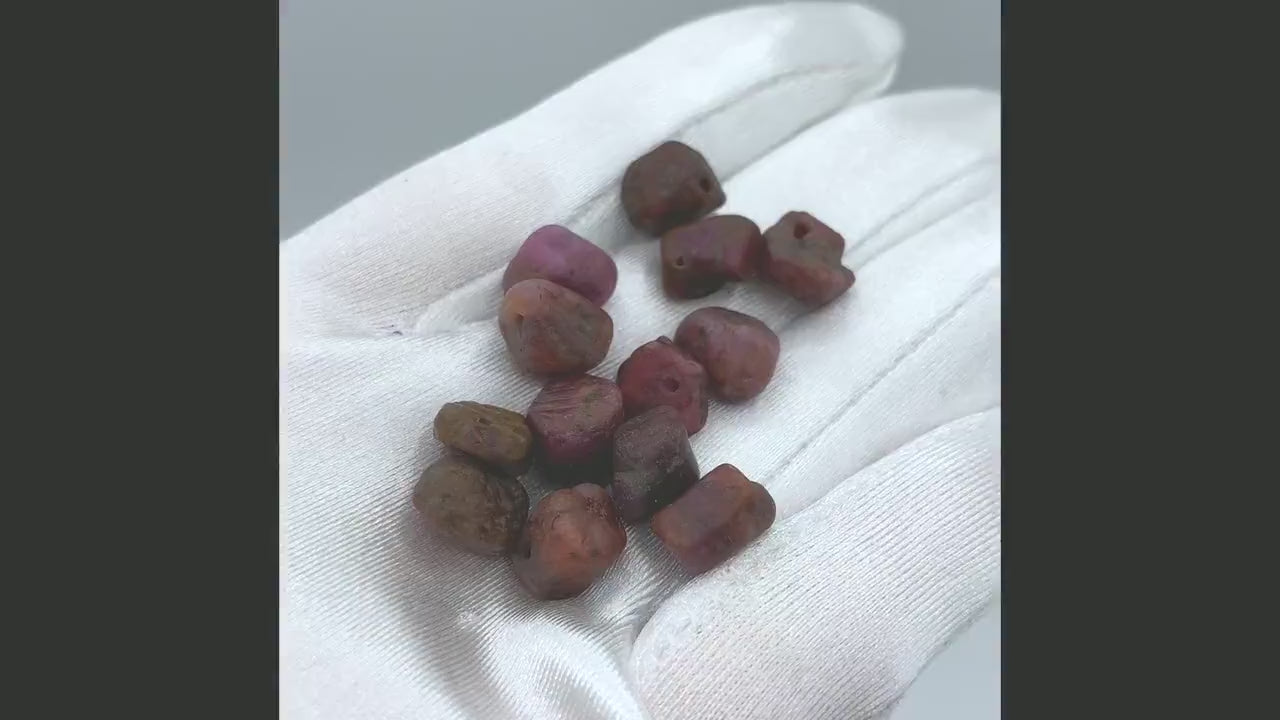 Raw RUBY Gemstone, Dainty JULY Birthstone, 1mm Hole Center Drill, Root Chakra Healing Crystal, Loose Gemstone Retail & Wholesale (G07RAW)