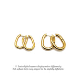 One-Touch Chunky Rectangle Hoop Earrings, Paperclip Huggie Hoops, Surgical Stainless Steel Earrings in PVD Gold Plating/ 10 PCs (STER0029G)